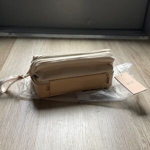 BEIS Beige Canvas and Leather Travel Dopp Kit